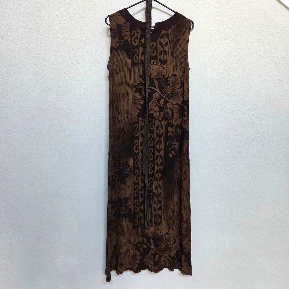Norton McNaughton Maxi Dress Womens M Brown Boho Summer Resort Sleeveless w Belt